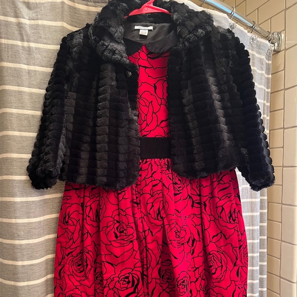 Hartstrings girls holiday dress and faux fur stole
